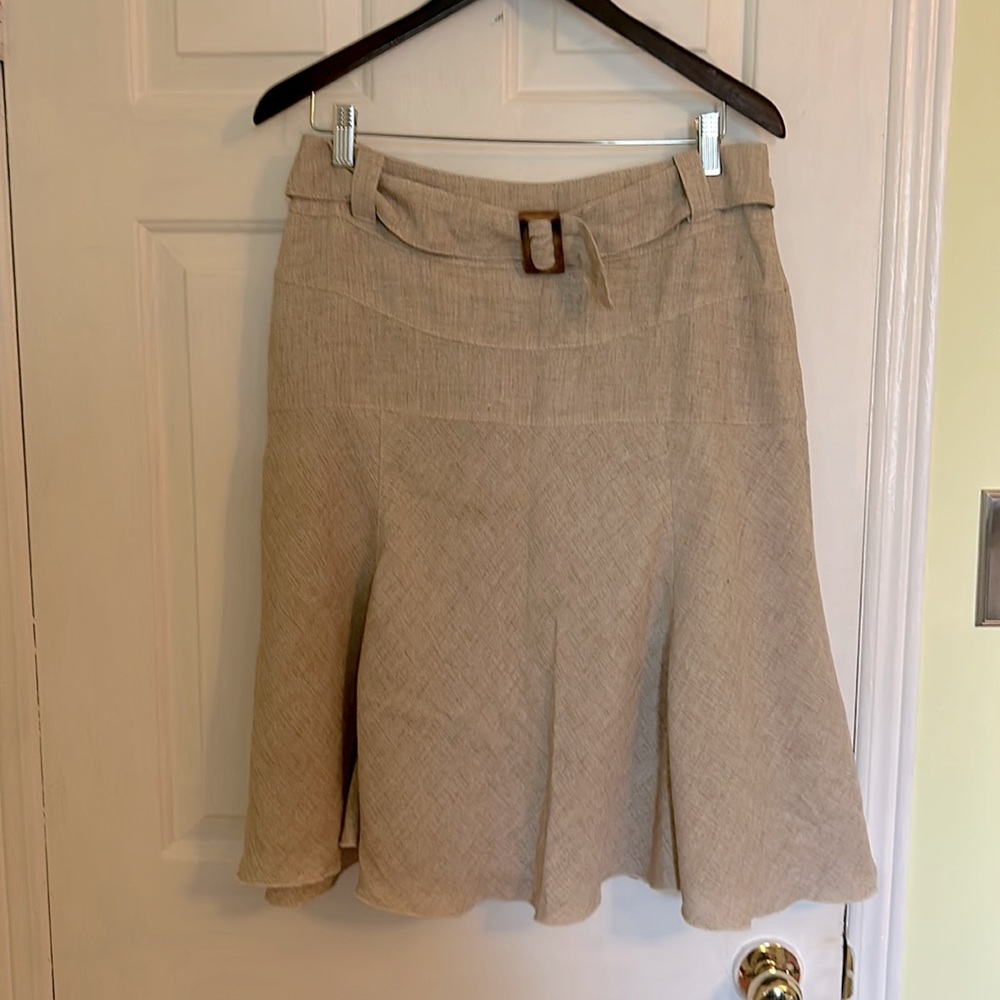 Linen Skirt with liner and tortoiseshell buckel